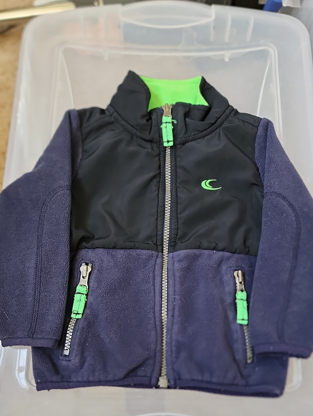 2T Carter's Navy Blue And Black Fleece Jacket